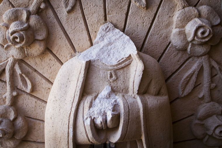 Vandalized Statue at St. Benedict